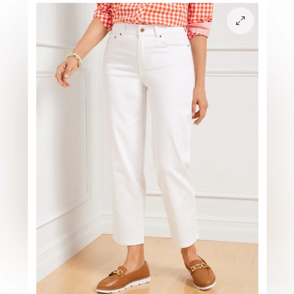 Talbots High Waist Straight Ankle White Jeans. Size 12 - Picture 1 of 14